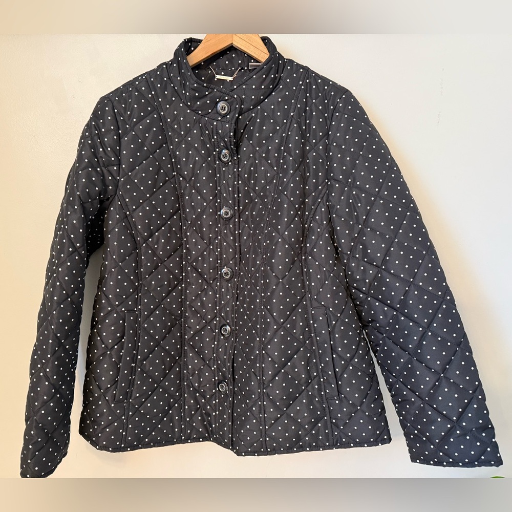 🌺 Chico’s Black Polka Dot Quilted Women's Jacket US 12-14 🌺